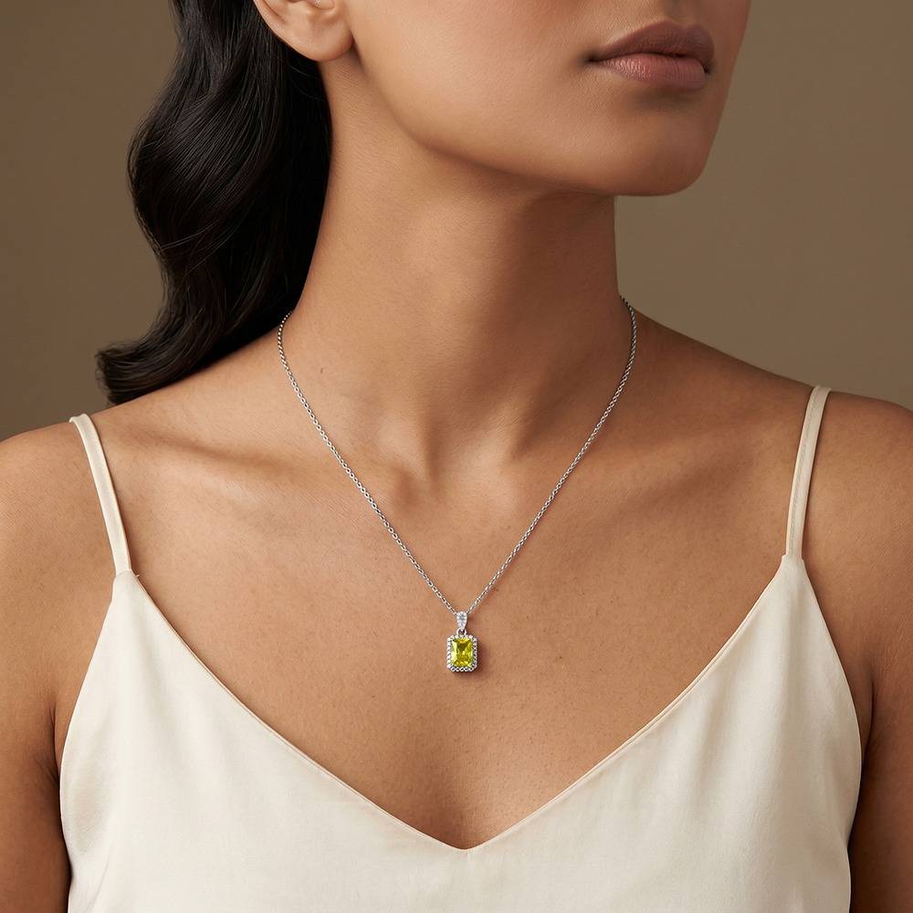 925 Silver Soleil Frame Pendant With Link Chain|Necklace To Gift Women & Girls | With Certificate Of Authenticity A : TLPD0196