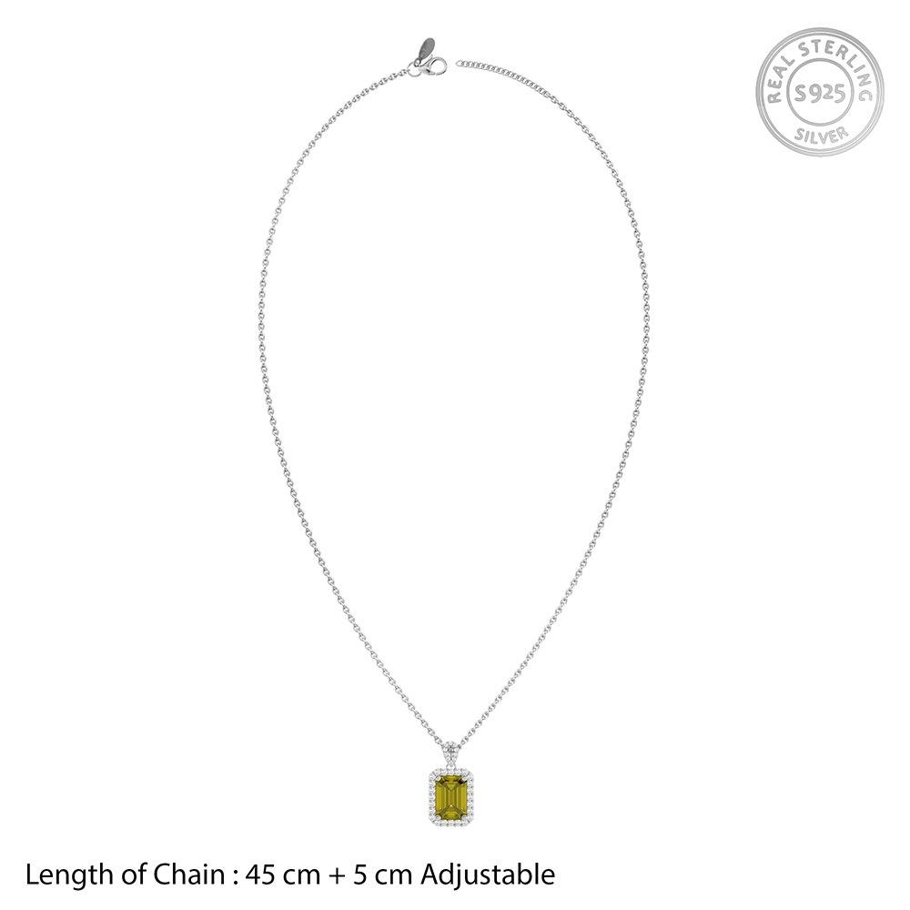 925 Silver Soleil Frame Pendant With Link Chain|Necklace To Gift Women & Girls | With Certificate Of Authenticity A : TLPD0196