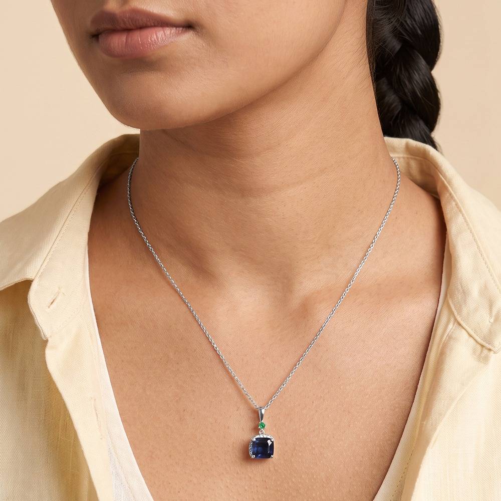 925 Silver Sapphirus Pendant With Link Chain|Necklace To Gift Women & Girls | With Certificate Of Authenticity And  : TLPD0285