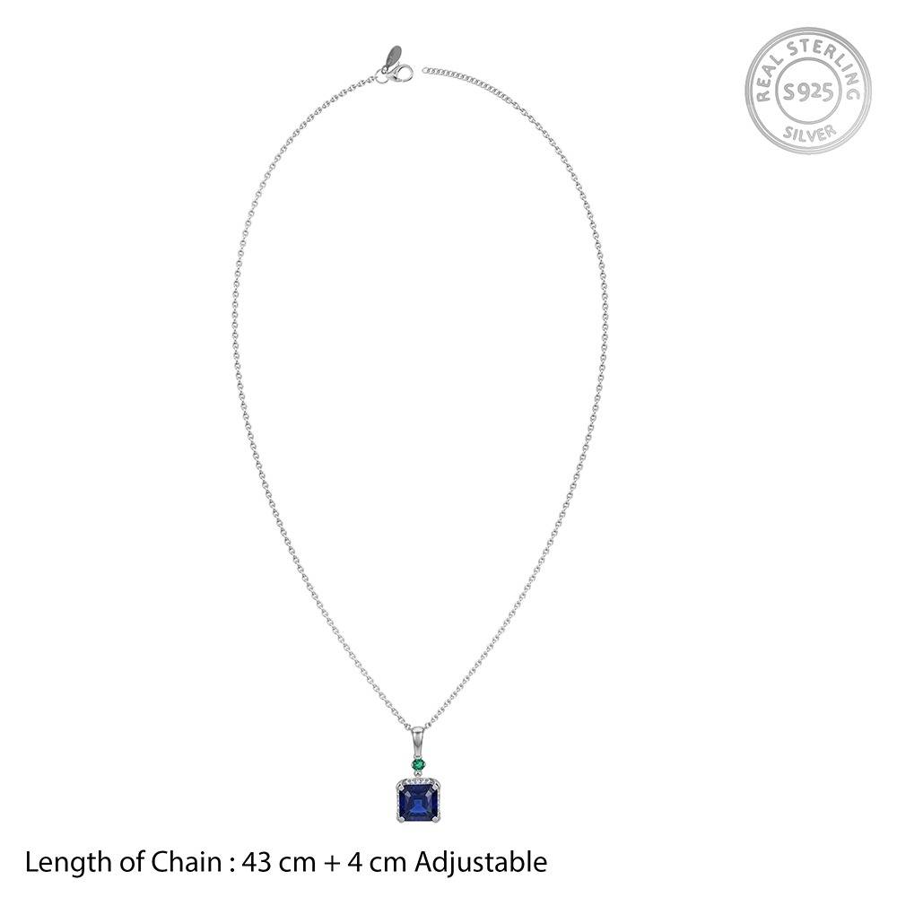 925 Silver Sapphirus Pendant With Link Chain|Necklace To Gift Women & Girls | With Certificate Of Authenticity And  : TLPD0285