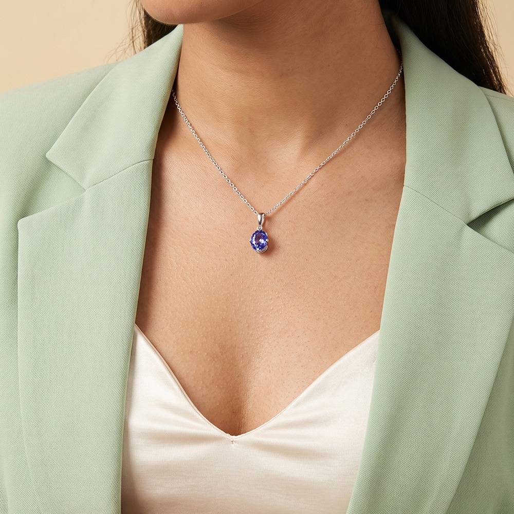 925 Silver Sapphire Glow Pendant With Link Chain|Necklace To Gift Women & Girls | With Certificate Of Authenticity  : TLPD0286