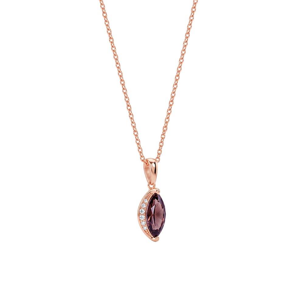 925 Silver Rose Gold Marquise Grace Pendant With Link Chain|Necklace To Gift Women & Girls | With Certificate Of Au : TLPD0287