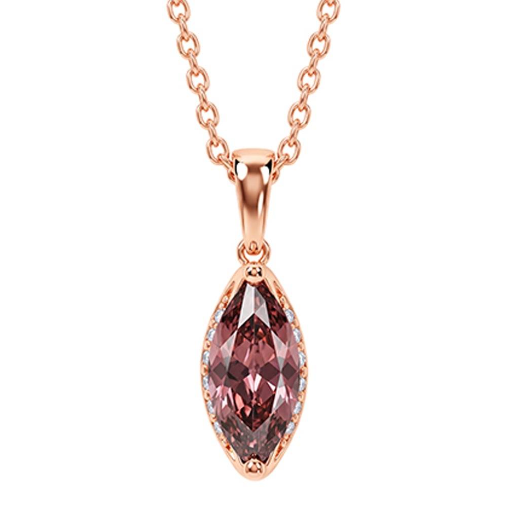 925 Silver Rose Gold Marquise Grace Pendant With Link Chain|Necklace To Gift Women & Girls | With Certificate Of Au : TLPD0287