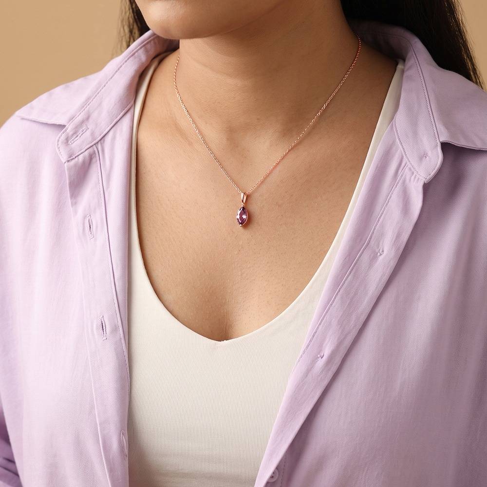 925 Silver Rose Gold Marquise Grace Pendant With Link Chain|Necklace To Gift Women & Girls | With Certificate Of Au : TLPD0287