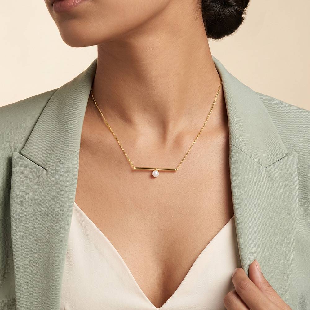 925 Silver Golden Harlow Pearl Necklace|Pendant To Gift Women & Girls | With Certificate Of Authenticity And 925 St : TLPD0341