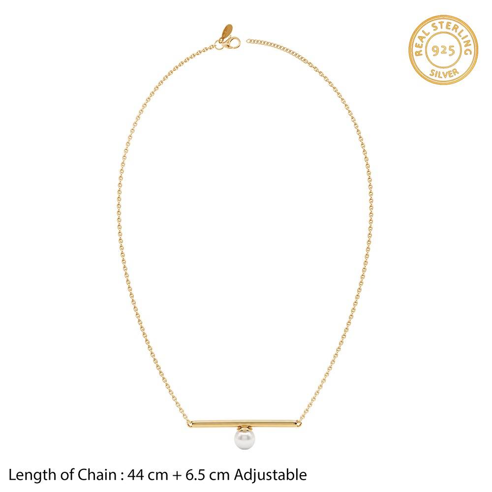 925 Silver Golden Harlow Pearl Necklace|Pendant To Gift Women & Girls | With Certificate Of Authenticity And 925 St : TLPD0341