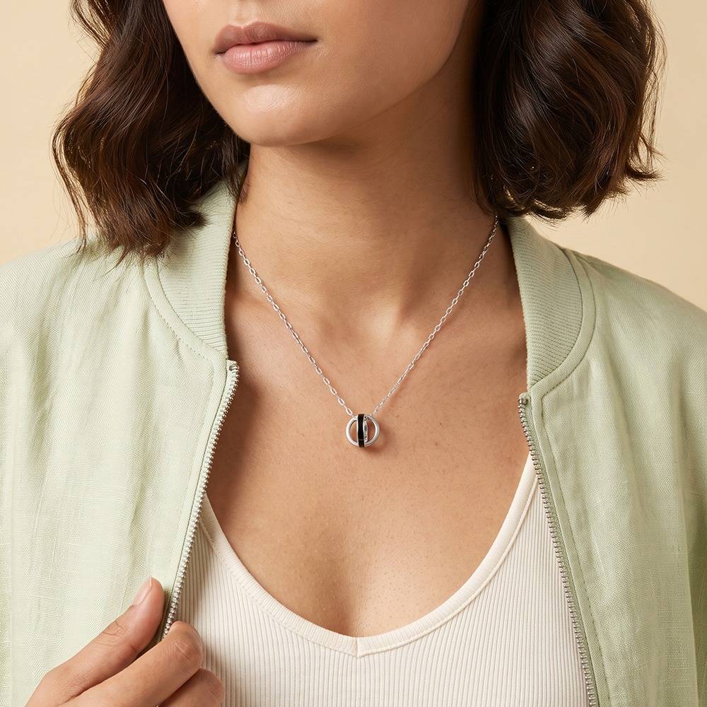 925 Silver Orbis Hoop Pendant With Link Chain|Necklace To Gift Women & Girls | With Certificate Of Authenticity And : TLPD0362