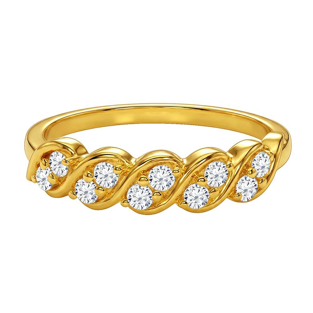 925 Silver Golden Twisted Sparkle Ring, Adjustable |Gifts For Women And Girls | With Certificate Of Authenticity And : TLR0100