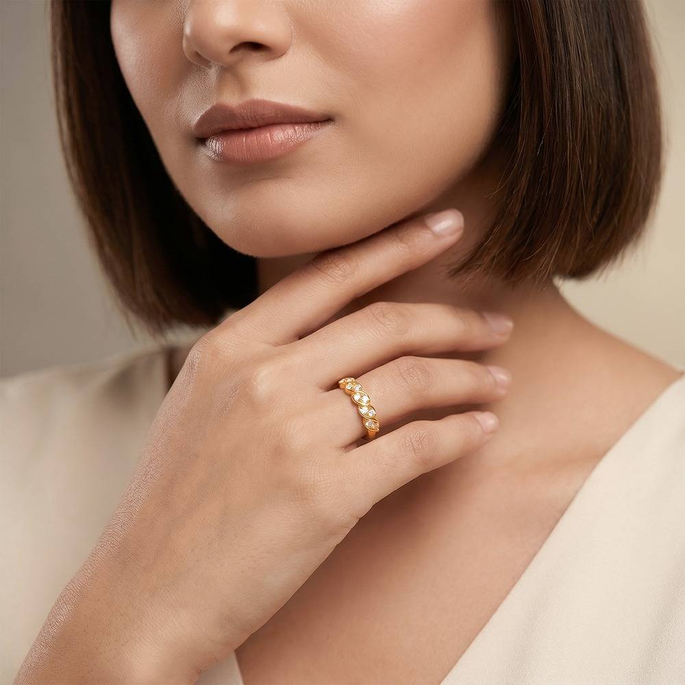 925 Silver Golden Twisted Sparkle Ring, Adjustable |Gifts For Women And Girls | With Certificate Of Authenticity And : TLR0100