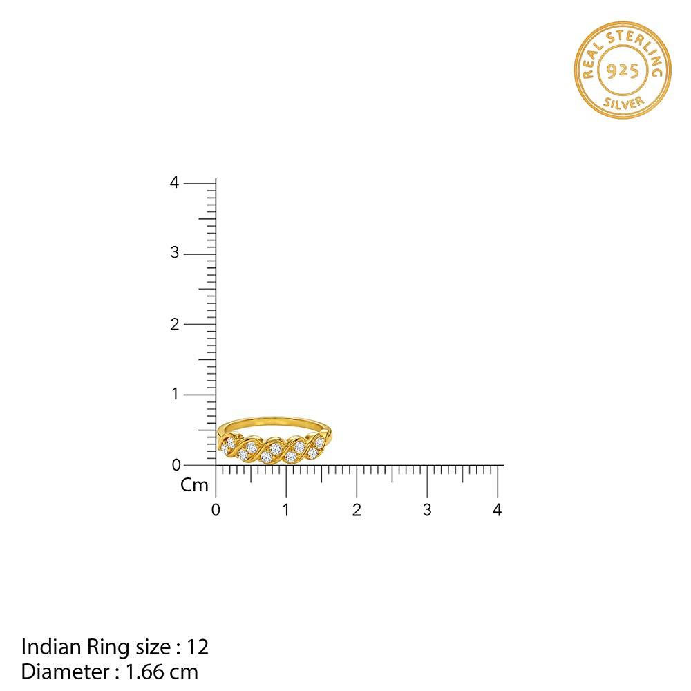 925 Silver Golden Twisted Sparkle Ring, Adjustable |Gifts For Women And Girls | With Certificate Of Authenticity And : TLR0100