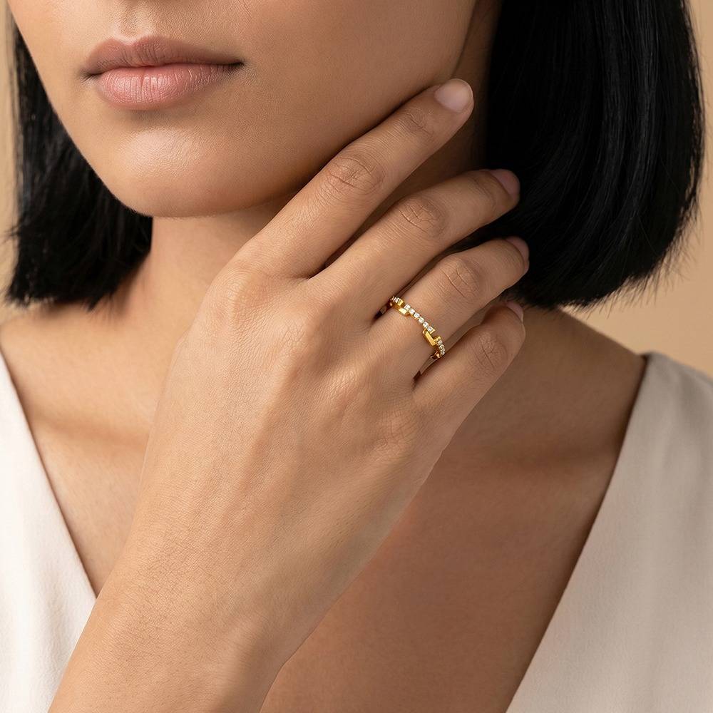 925 Silver Golden Classic Steps Ring, Adjustable |Gifts For Women And Girls | With Certificate Of Authenticity And 9 : TLR0101