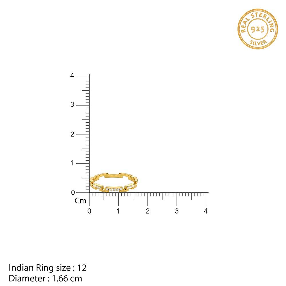 925 Silver Golden Classic Steps Ring, Adjustable |Gifts For Women And Girls | With Certificate Of Authenticity And 9 : TLR0101