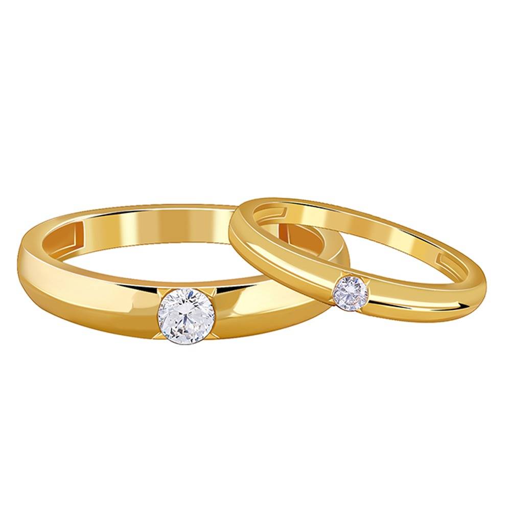 925 Silver Golden Groove Couple Rings, Fixed Size, Indian-19(M),Indian-12 (F)|Gifts For Couples| With Certificate Of  : TLR010