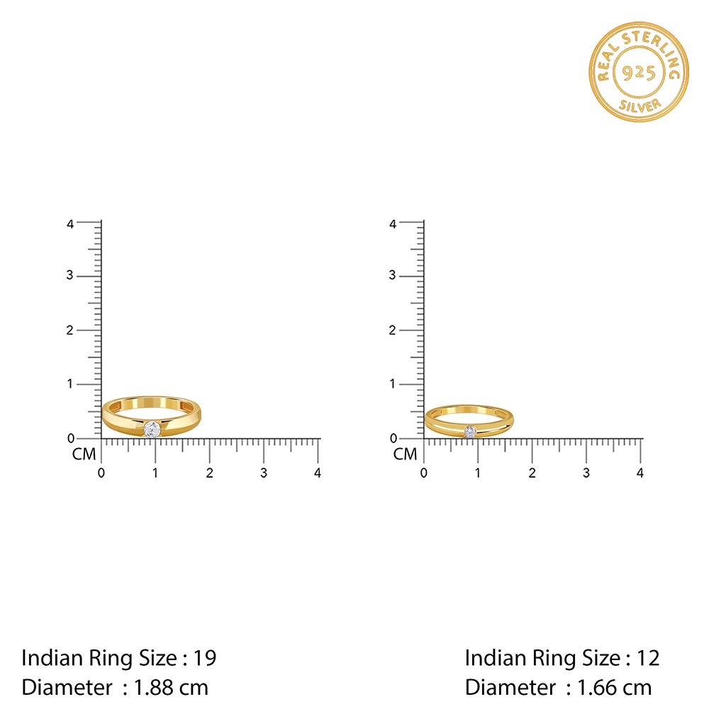 925 Silver Golden Groove Couple Rings, Fixed Size, Indian-19(M),Indian-12 (F)|Gifts For Couples| With Certificate Of  : TLR010