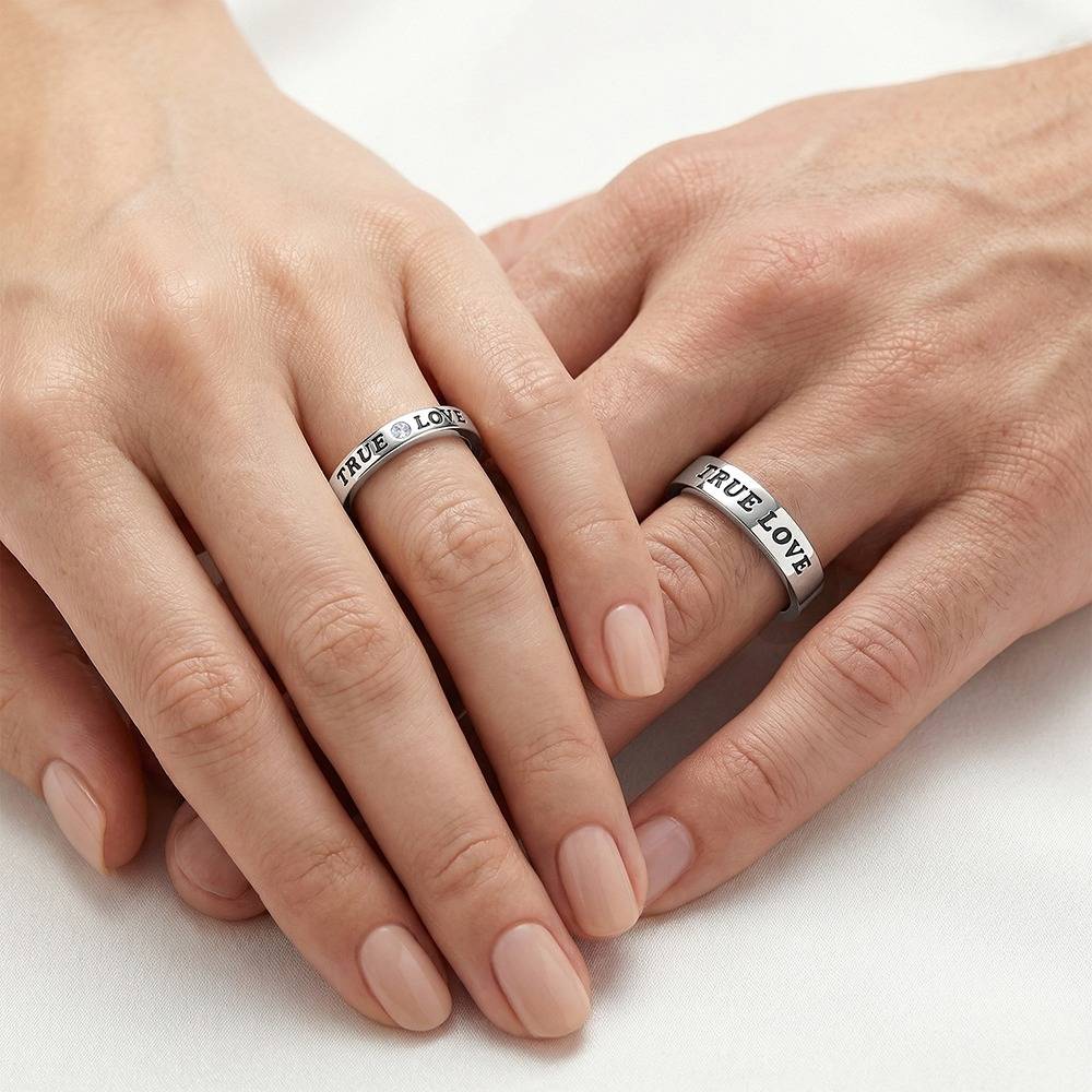 925 Silver True Love Couple Rings,Fixed Size, Indian-19(M),Indian-12(F)|Gifts For Couples : TLR011