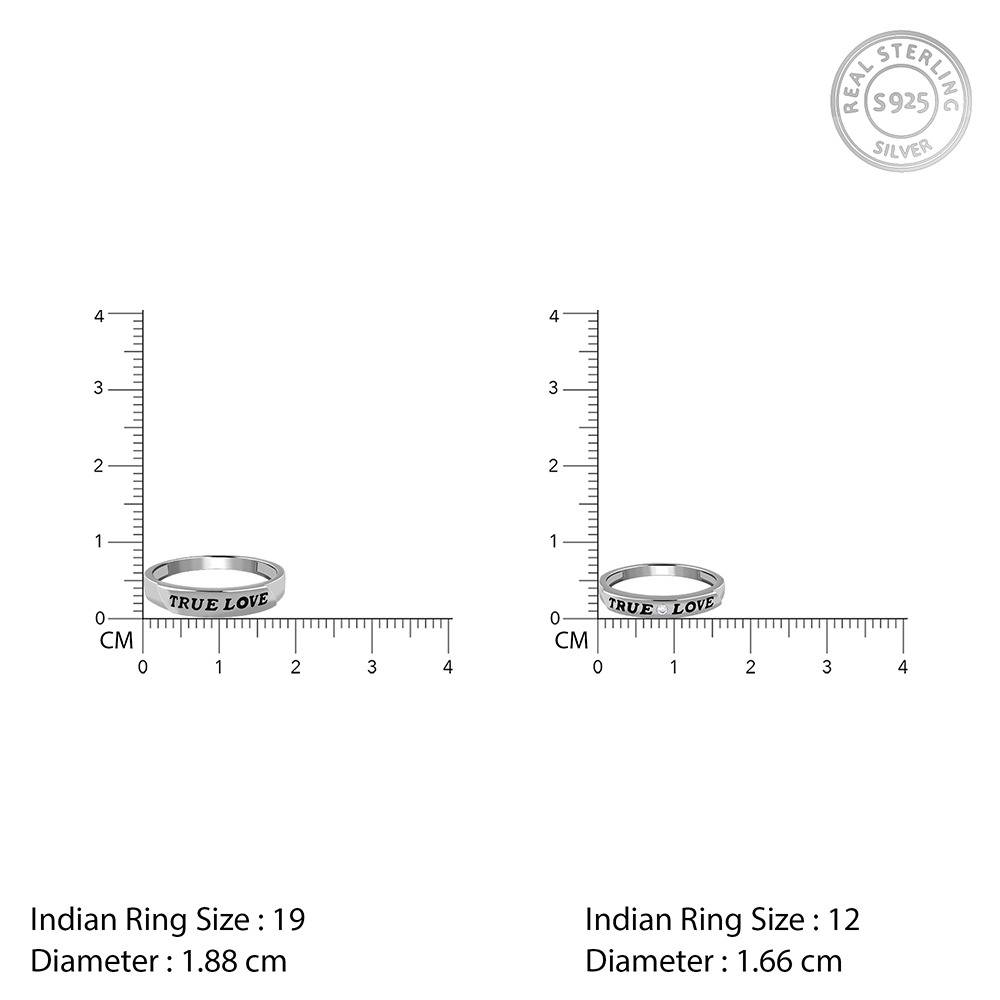 925 Silver True Love Couple Rings,Fixed Size, Indian-19(M),Indian-12(F)|Gifts For Couples : TLR011
