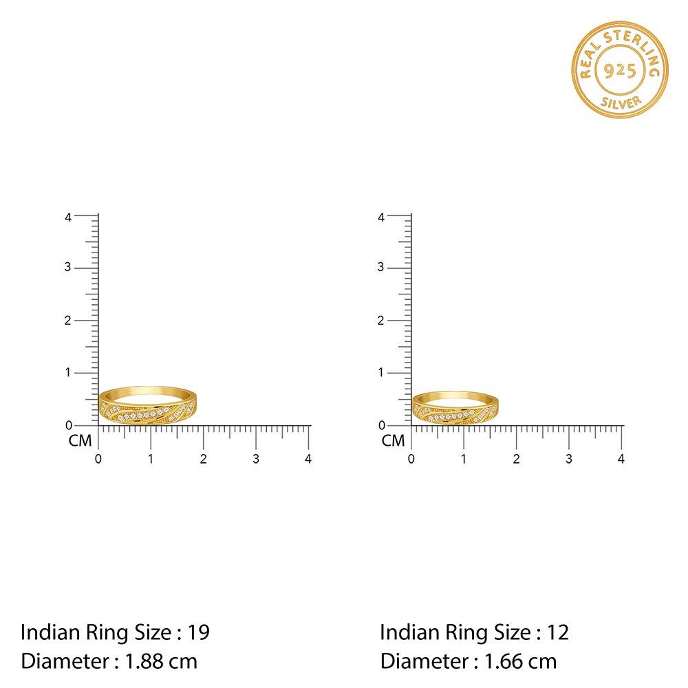925 Silver Golden Harmony Couple Rings, Fixed Size, Indian-19(M),Indian-12 (F)|Gifts For Couples| With Certificate Of : TLR013