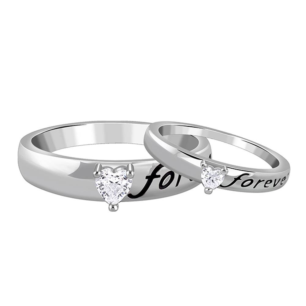 925 Silver Forever Kind Couple Rings,Fixed Size, Indian-19(M),Indian-12(F)|Gifts For Couples : TLR017