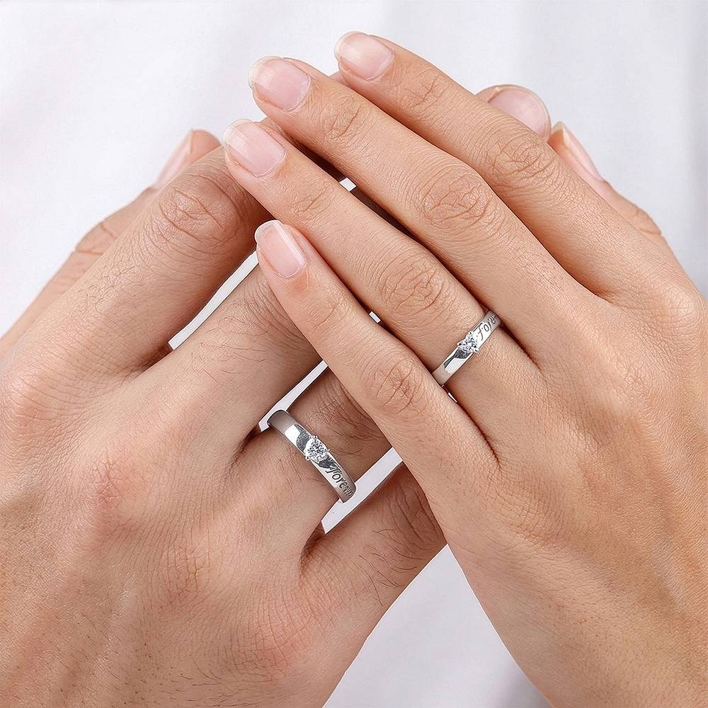 925 Silver Forever Kind Couple Rings,Fixed Size, Indian-19(M),Indian-12(F)|Gifts For Couples : TLR017