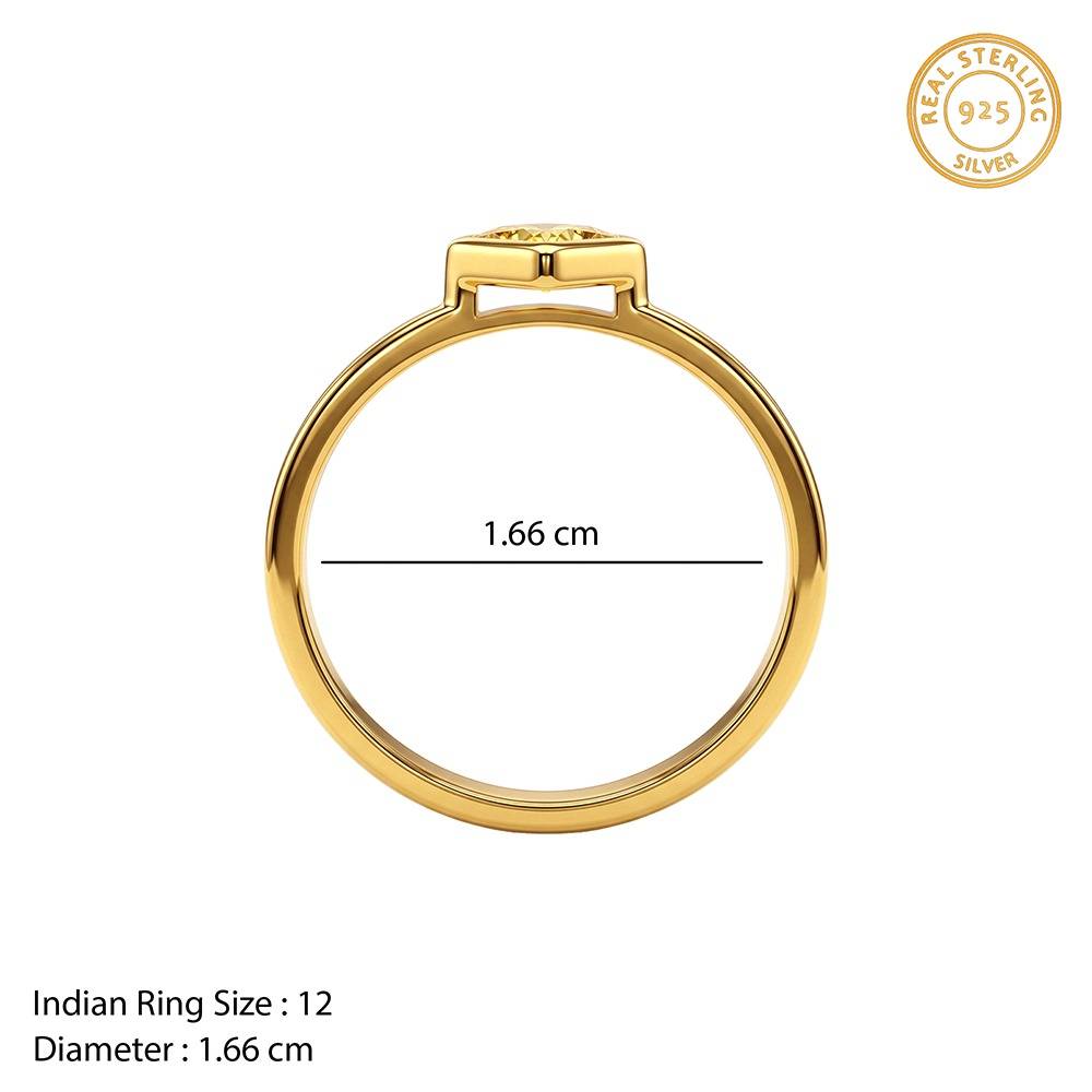 925 Silver Golden Aura Frame Ring, Fixed Size |Gifts For Women And Girls | With Certificate Of Authenticity And 925  : TLR0255