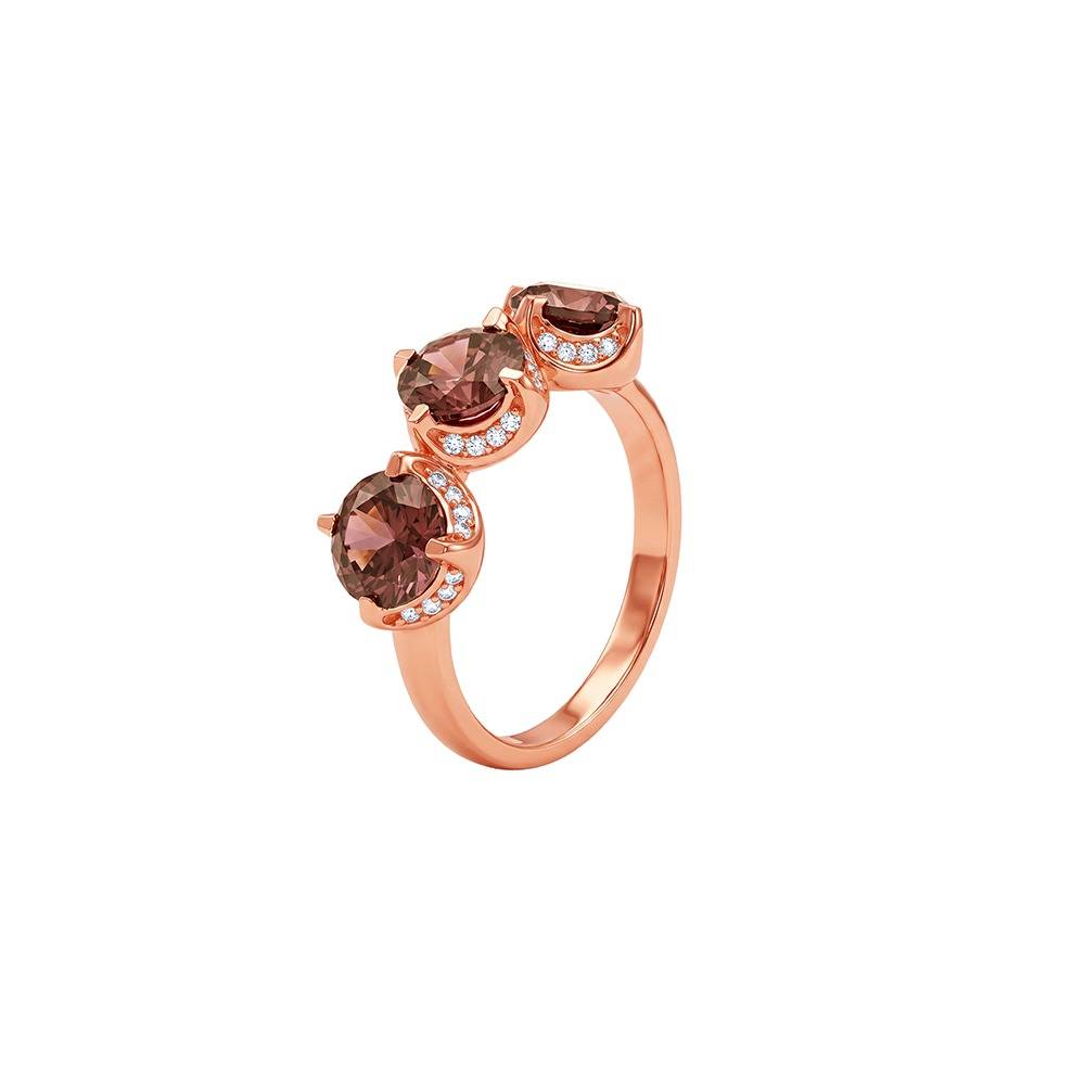 925 Silver Rose Gold Three Stone Spark Ring , Fixed Size |Gifts For Women And Girls | With Certificate Of Authentici : TLR0270