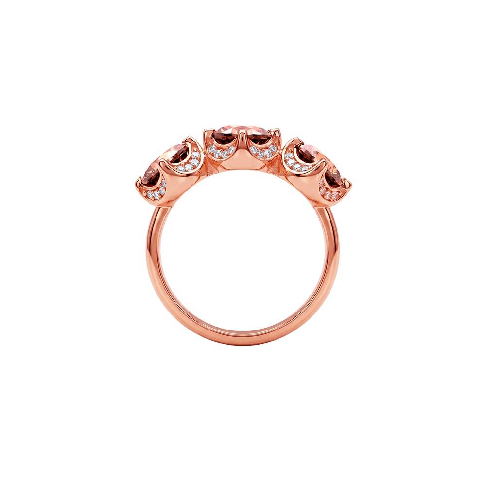 925 Silver Rose Gold Three Stone Spark Ring , Fixed Size |Gifts For Women And Girls | With Certificate Of Authentici : TLR0270