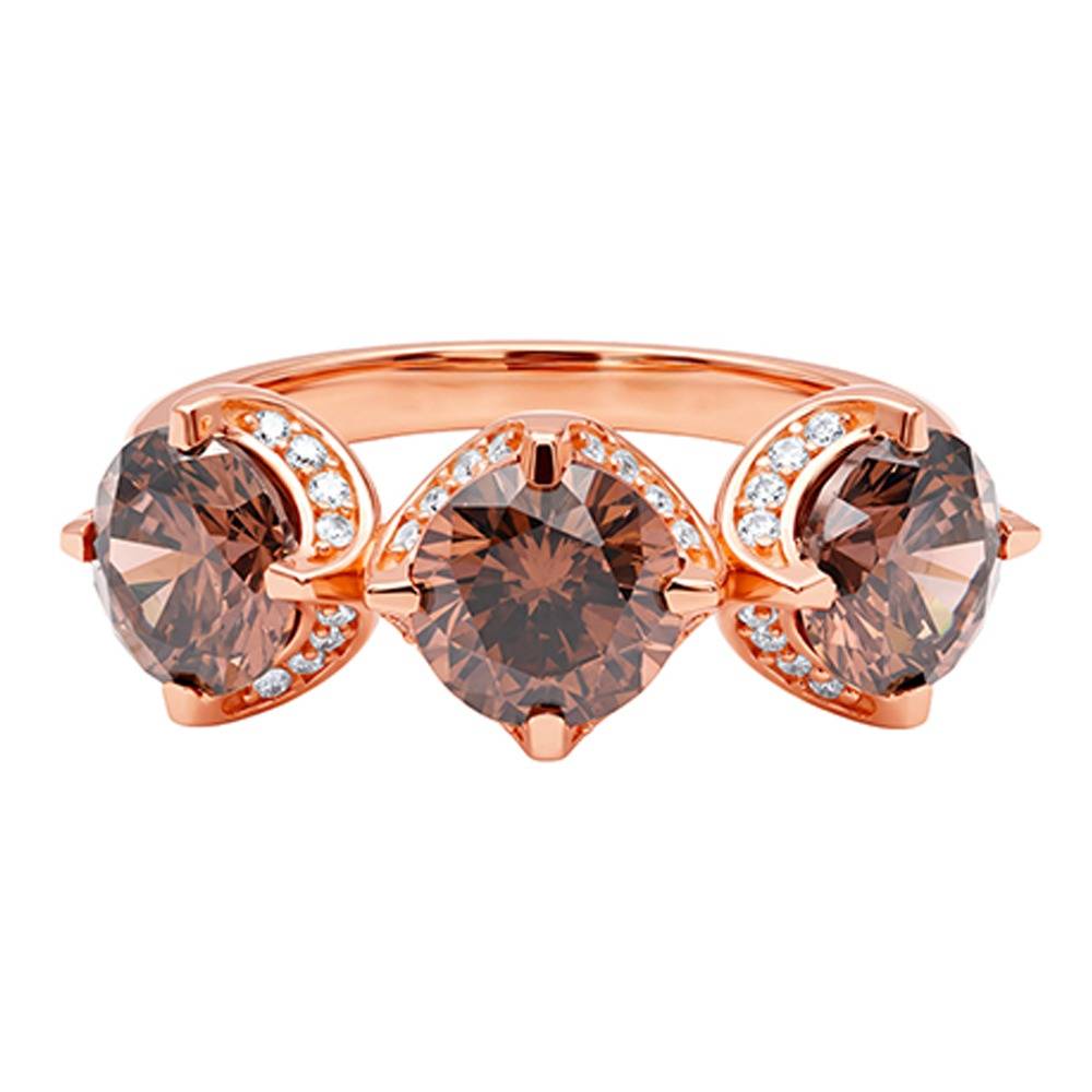 925 Silver Rose Gold Three Stone Spark Ring , Fixed Size |Gifts For Women And Girls | With Certificate Of Authentici : TLR0270