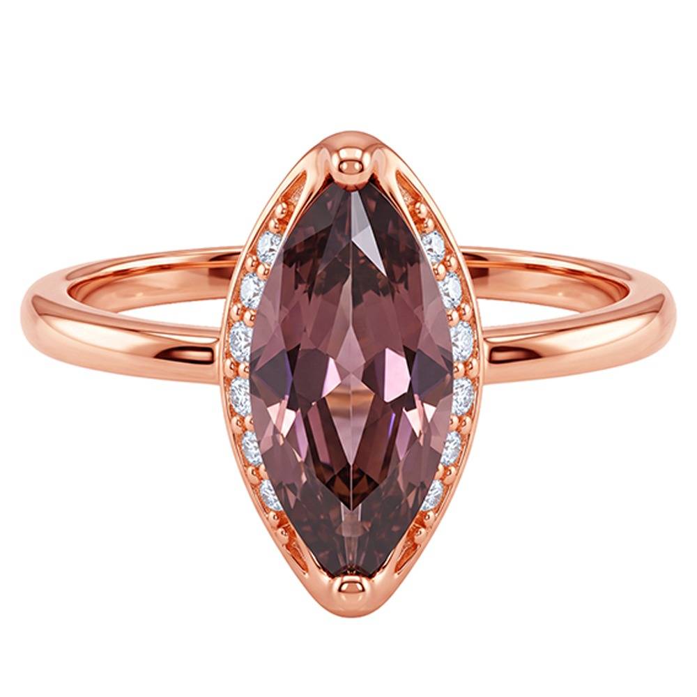 925 Silver Rose Gold Marquise Grace Ring, Fixed Size |Gifts For Women And Girls | With Certificate Of Authenticity A : TLR0271