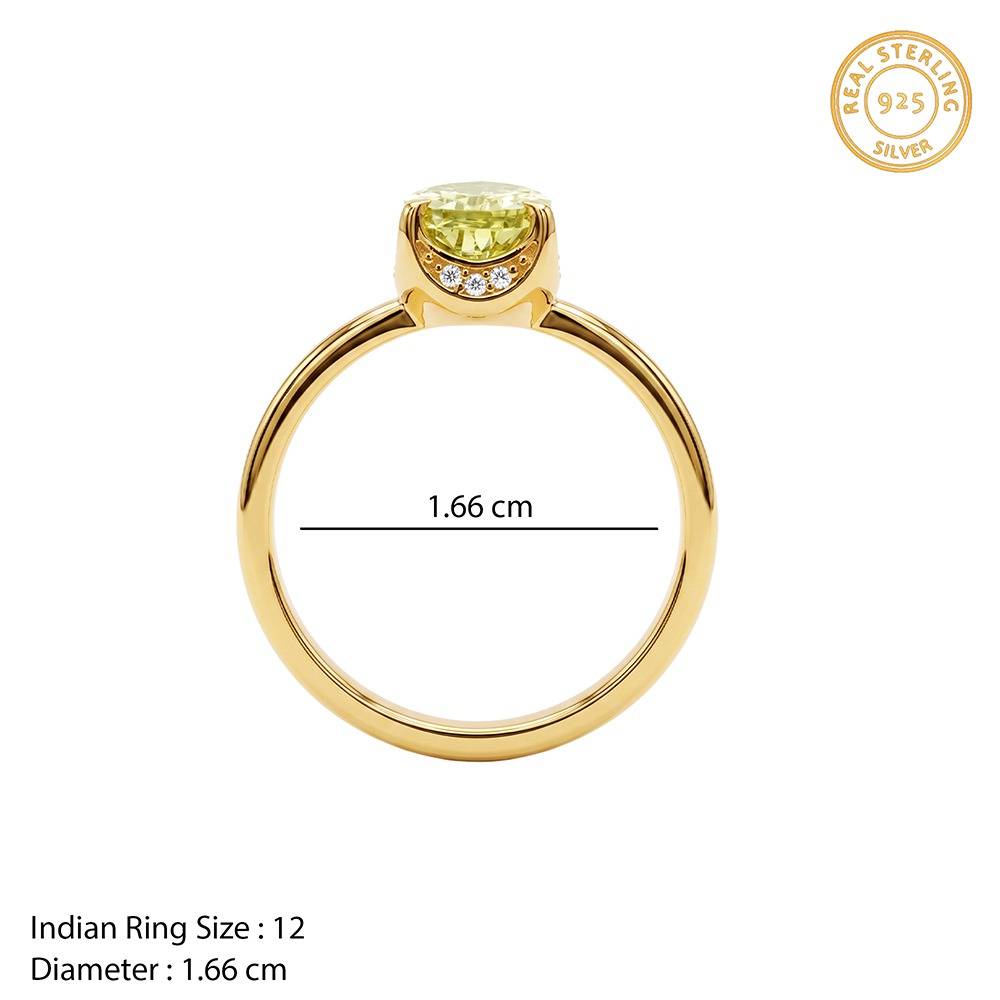 925 Silver Golden Citrine Glow Ring, Fixed Size |Gifts For Women And Girls | With Certificate Of Authenticity And 92 : TLR0272