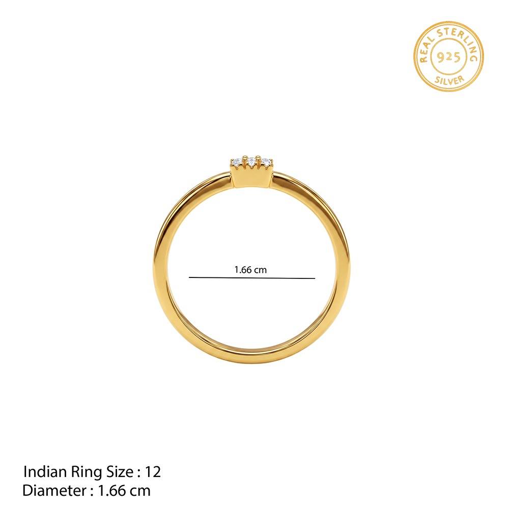 925 Silver Golden Special Occasion Ring, Fixed Size |Gifts For Women And Girls | With Certificate Of Authenticity An : TLR0283