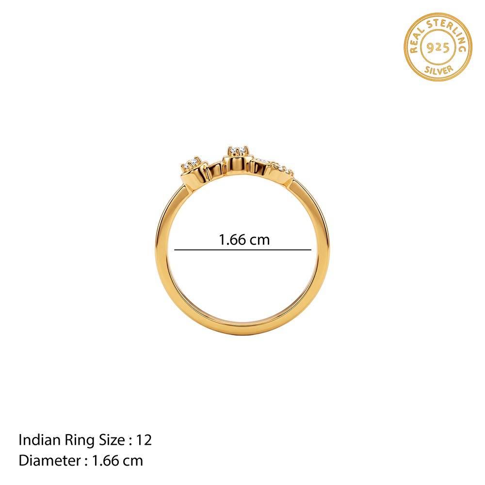 925 Silver Golden Contemporary Design Ring, Fixed Size |Gifts For Women And Girls | With Certificate Of Authenticity : TLR0287