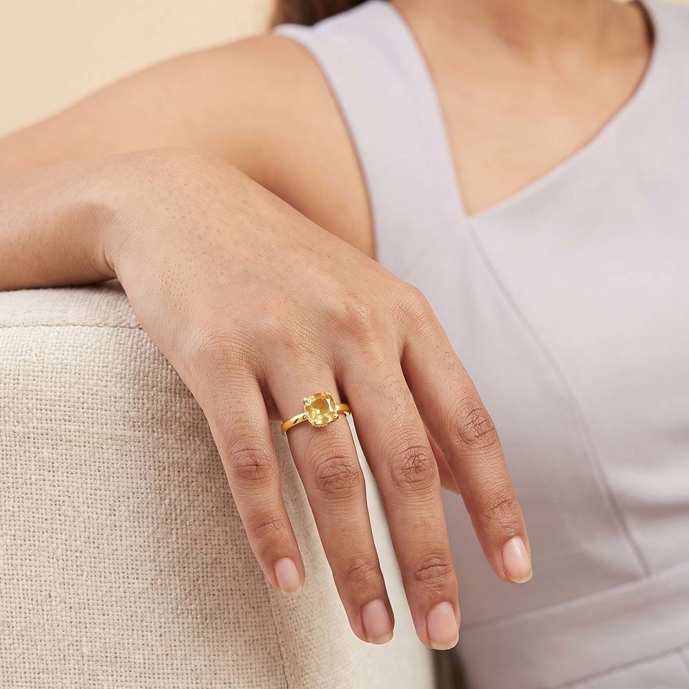 925 Silver Golden Amber Glow Ring, Fixed Size |Gifts For Women And Girls | With Certificate Of Authenticity And 925  : TLR0296