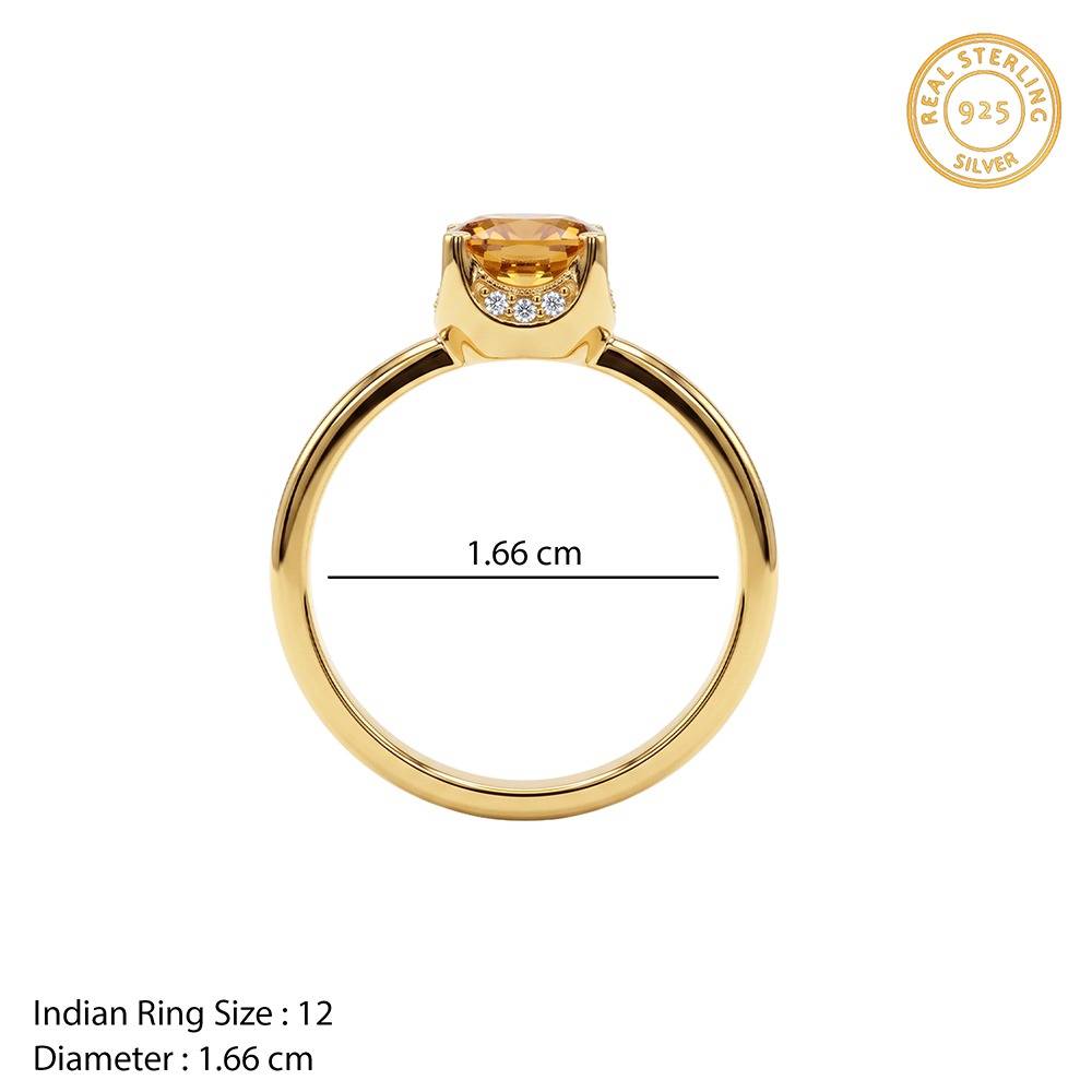 925 Silver Golden Amber Glow Ring, Fixed Size |Gifts For Women And Girls | With Certificate Of Authenticity And 925  : TLR0296