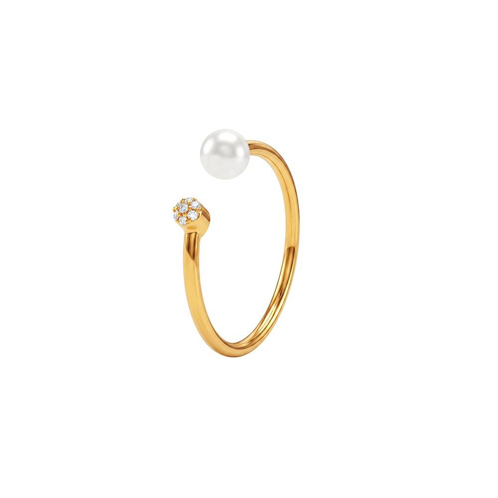 925 Silver Golden Dietrich Open Pearl Ring, Adjustable |Gifts For Women And Girls | With Certificate Of Authenticity : TLR0307