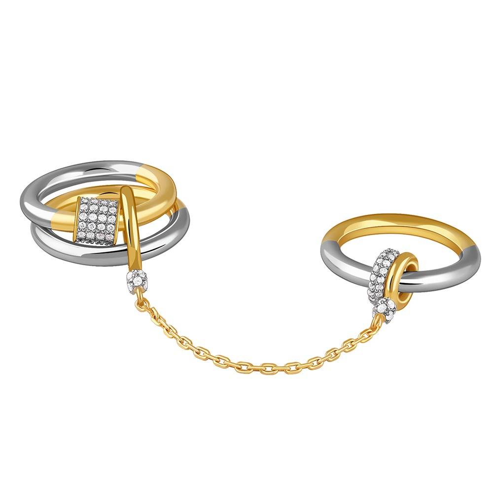 925 Silver Dual Tone Double Ring,Fixed Size, Indian -12|Gifts For Women And Girls | With Certificate Of Authenticity  : TLR034