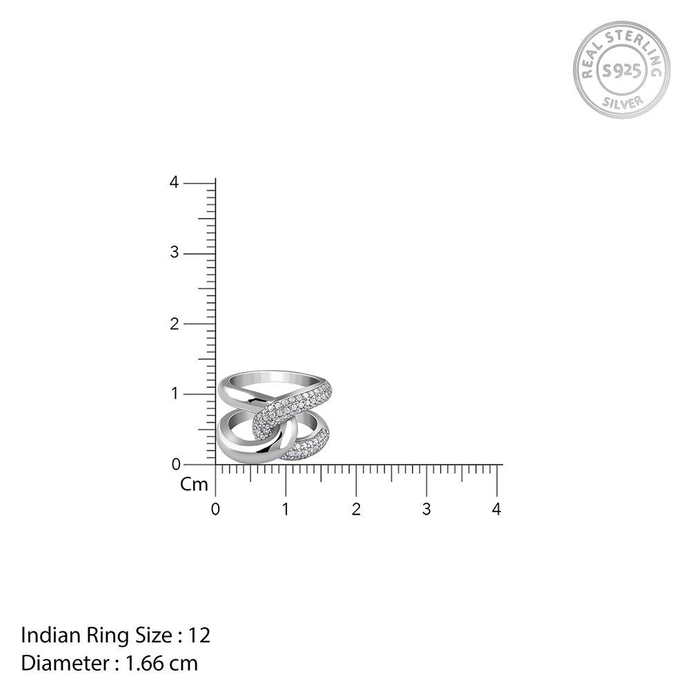 925 Silver Sparkling Twist Ring,Fixed Size, Indian -12|Gifts For Women And Girls | With Certificate Of Authenticity A : TLR043