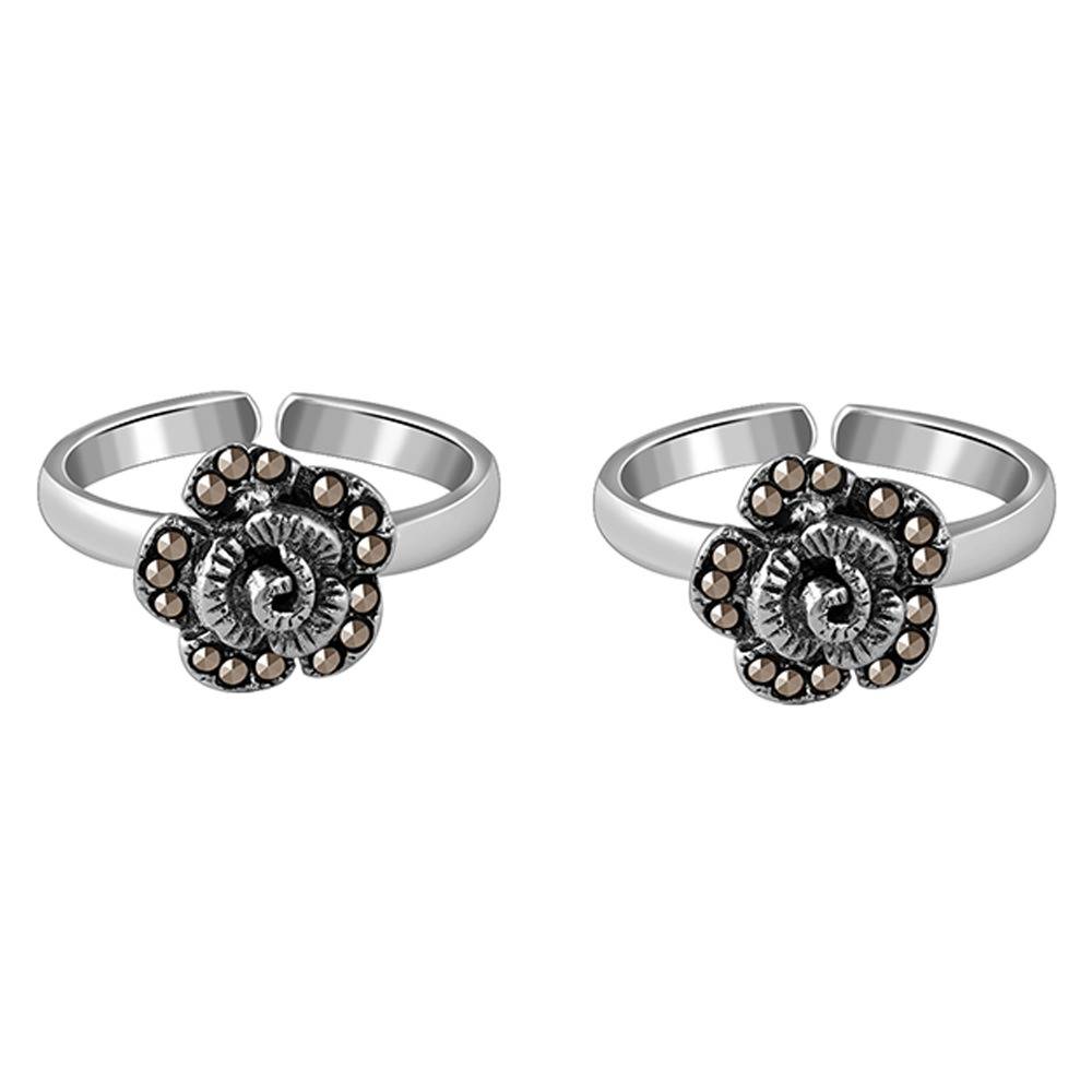 Oxidised Silver Nayra Toe Rings|Gifts For Women And Girls | With Certificate Of Authenticity And 925 Stamp | 6 Month : TLTR015