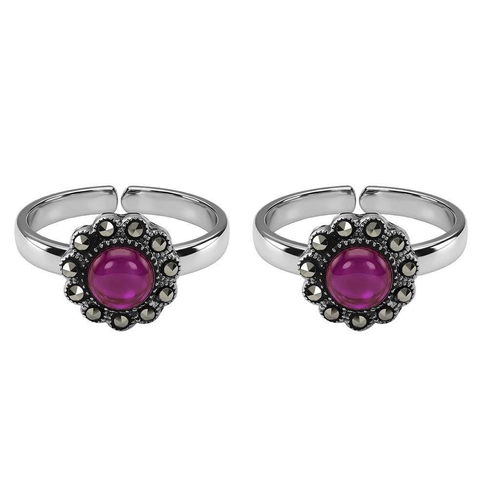 Giva 925 Oxidised Silver Smitha Toe Rings|Toe Rings For Women And Girls | With Certificate Of Authenticity And 925 S : TLTR029