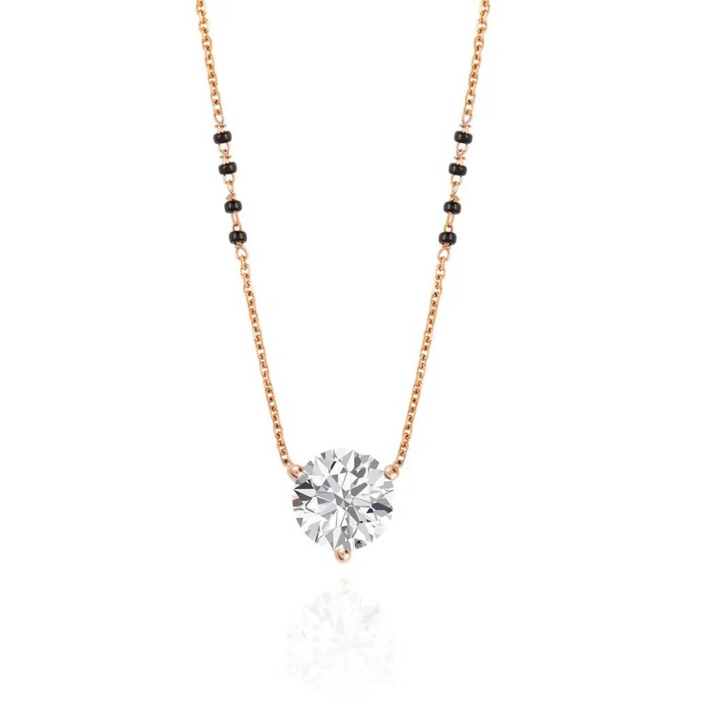 Round Moissanite Solitaire Mangalsutra - 1 Carat : TM-0001-RG