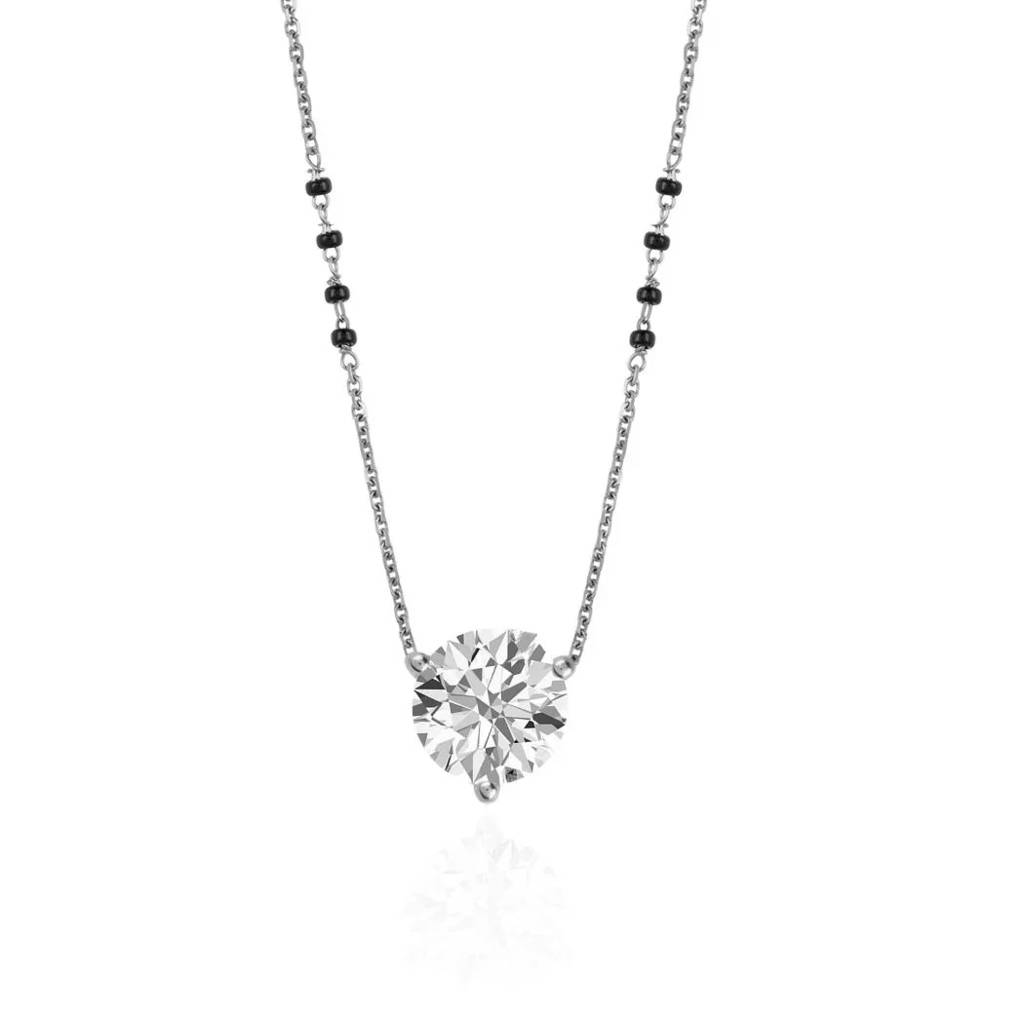 Round Moissanite Solitaire Mangalsutra - 1 Carat : TM-0001-WH