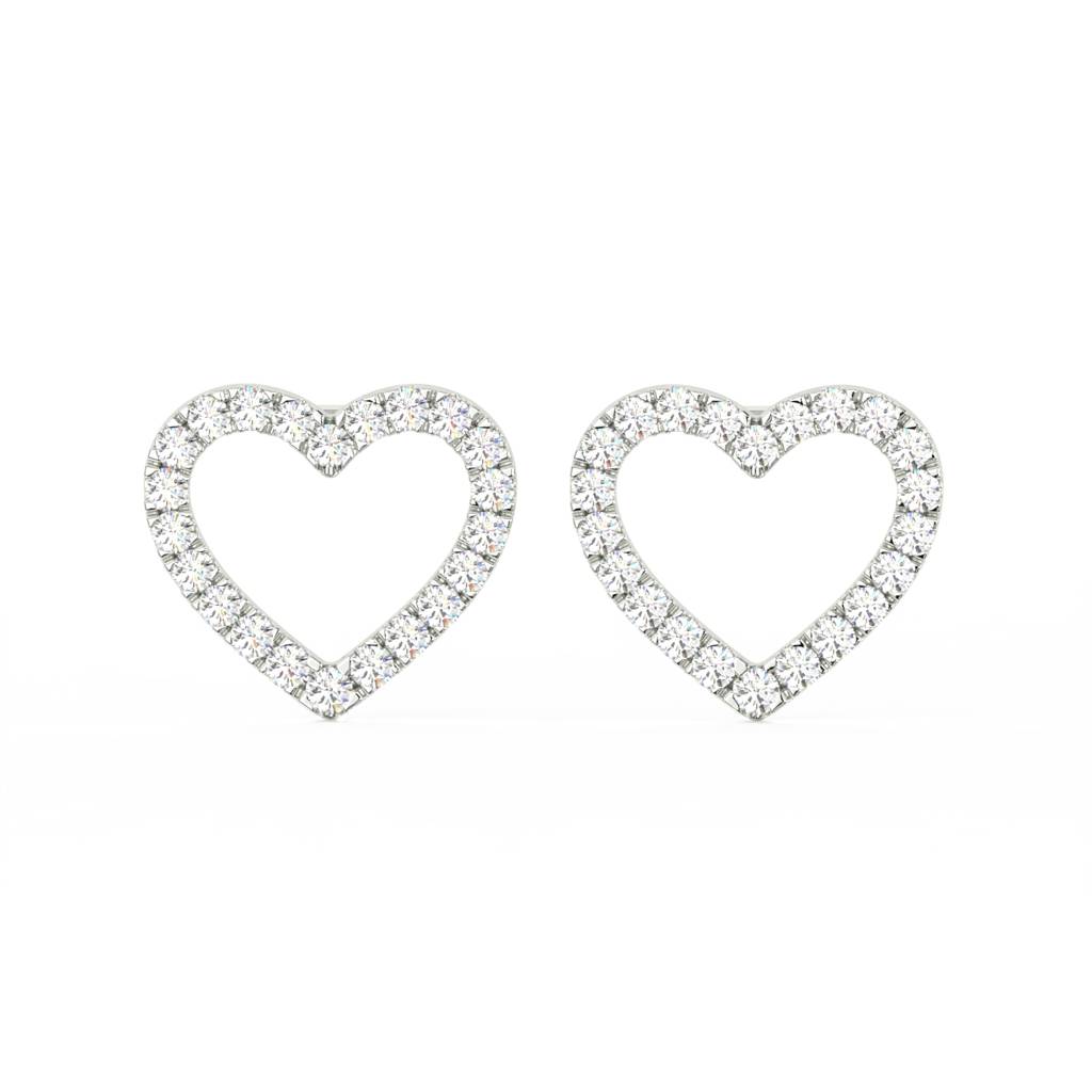 Round Cut Moissanite Heart Stud Earrings 14K Gold Plated : FJ_081