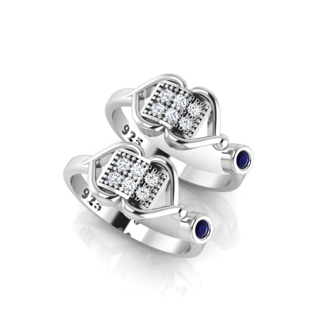 Iski Uski 925 Sterling Silver Zircon Toe Rings