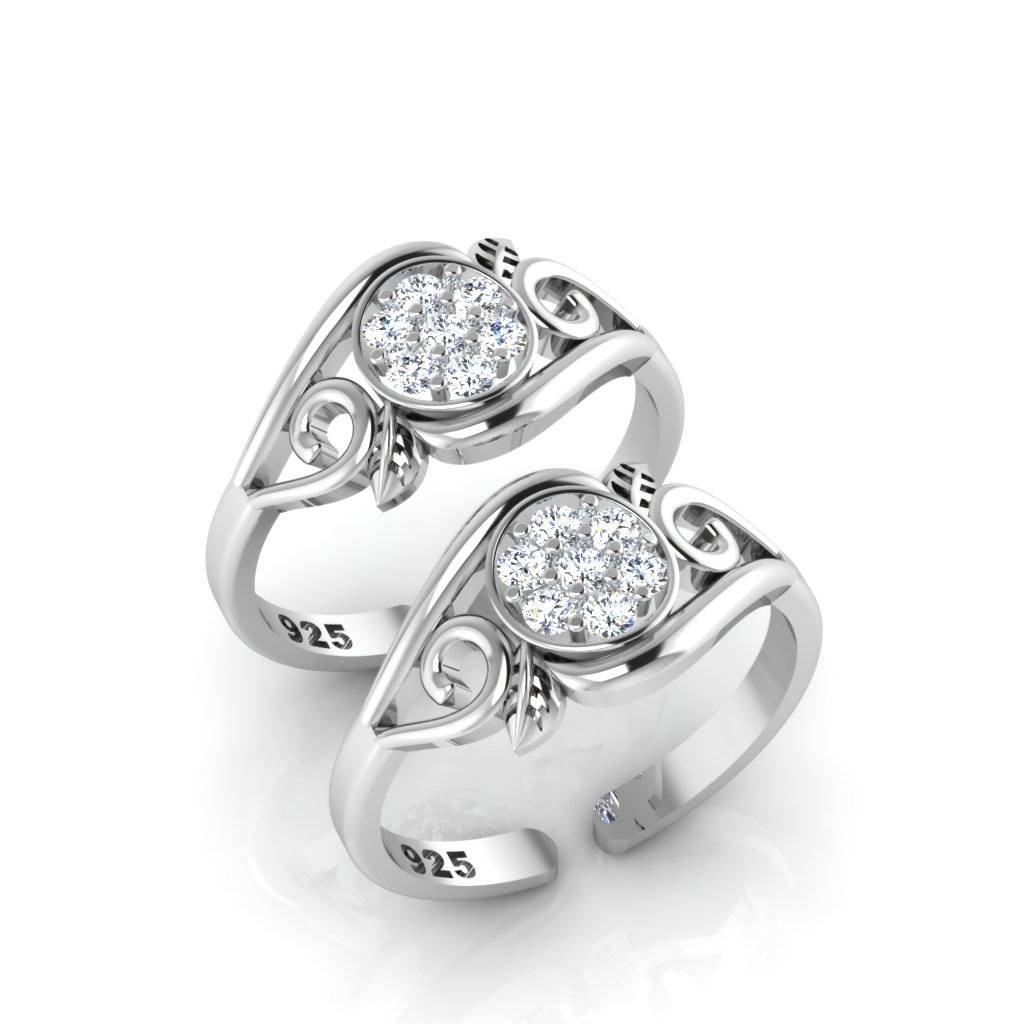 Iski Uski 925 Sterling Silver Flower Toe Rings