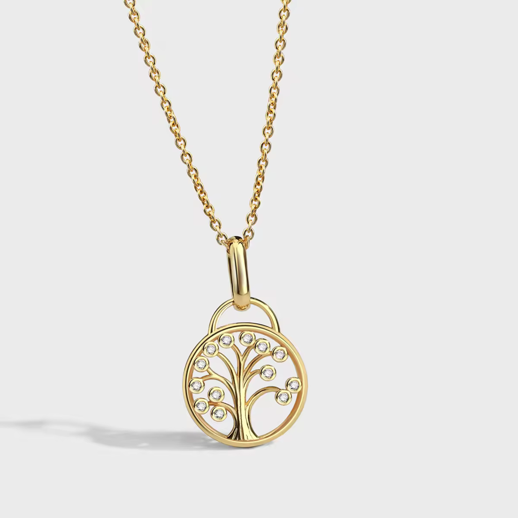 Brd Jewelry 925 Sterling Silver 14K Gold Plated Tree Of Life Pendant With Chain For Women & Girls : BRD293127