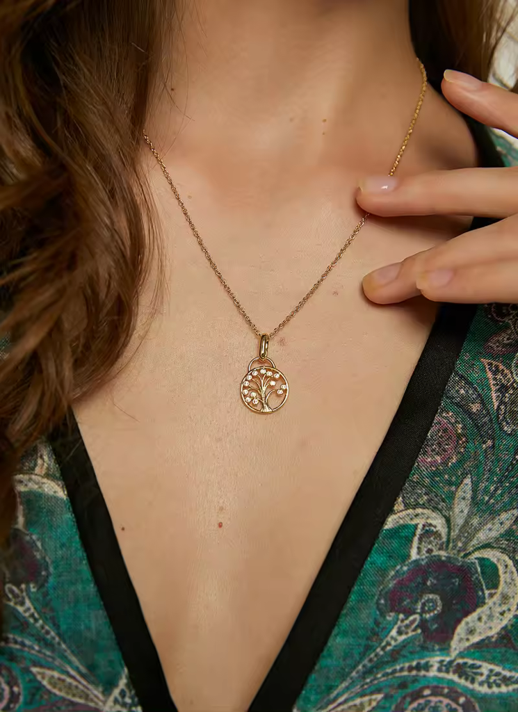 Brd Jewelry 925 Sterling Silver 14K Gold Plated Tree Of Life Pendant With Chain For Women & Girls : BRD293127
