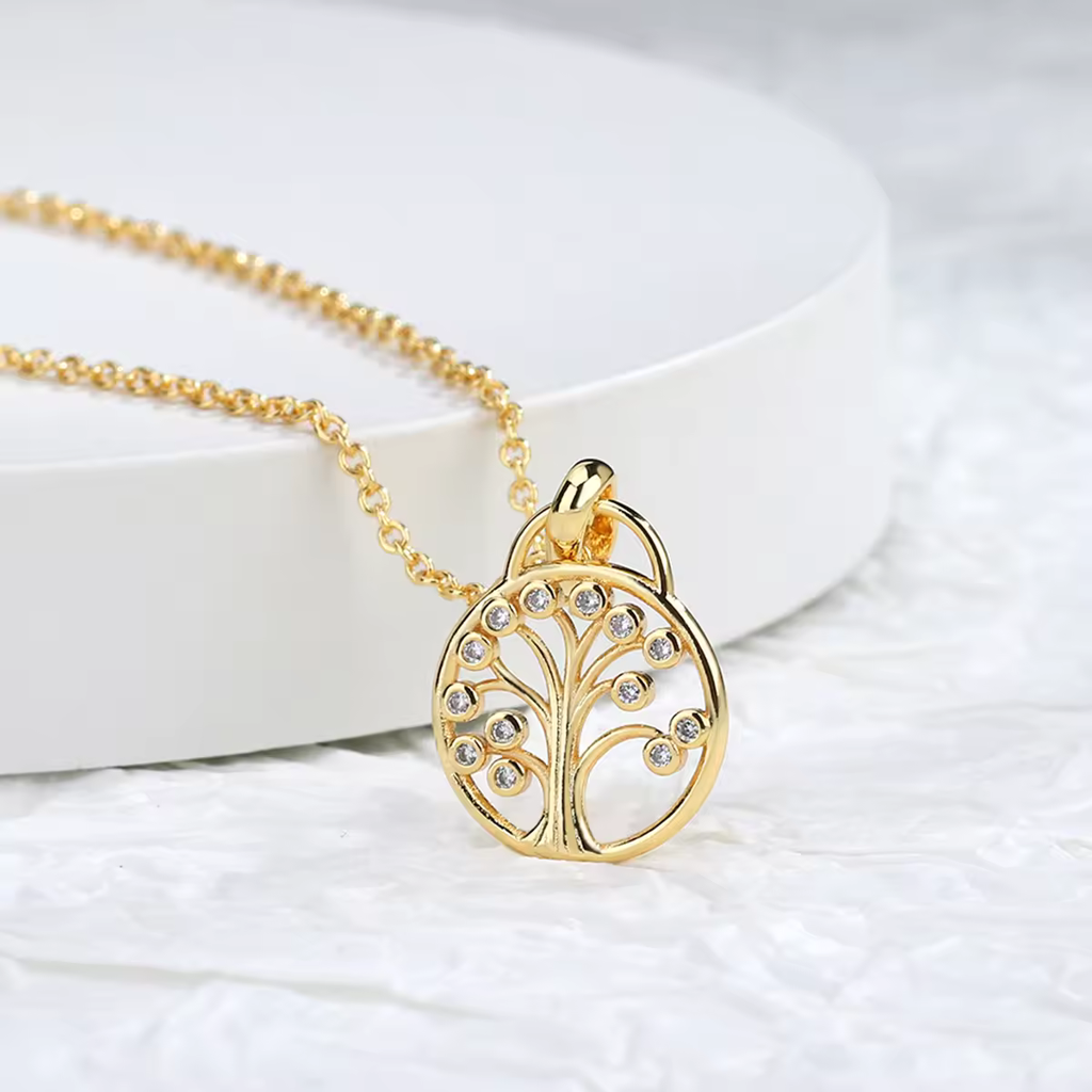 Brd Jewelry 925 Sterling Silver 14K Gold Plated Tree Of Life Pendant With Chain For Women & Girls : BRD293127