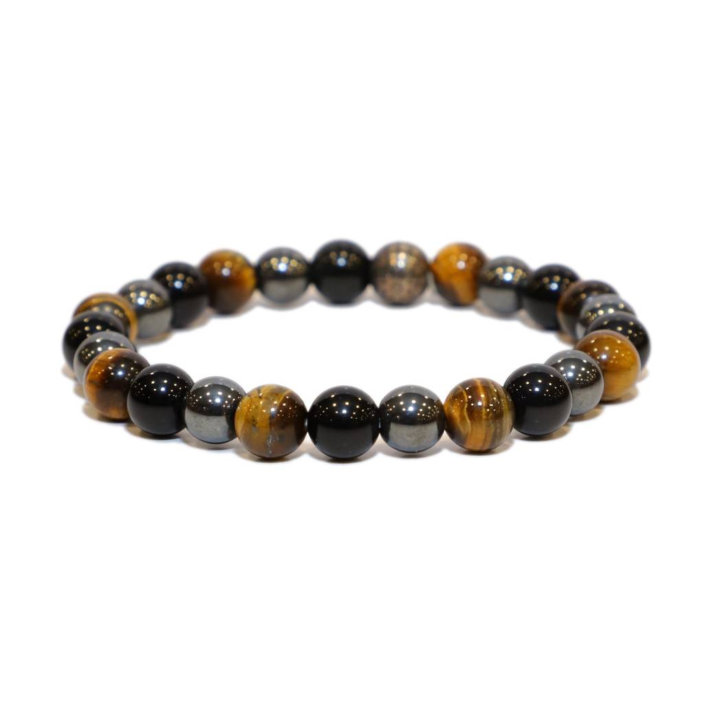 Black Obsidian, Tiger Eye And Hematite Healing Gemstone Bracelet : BLACKOBSIDIAN-TIGEREYE-HEMATITE-BRACELET