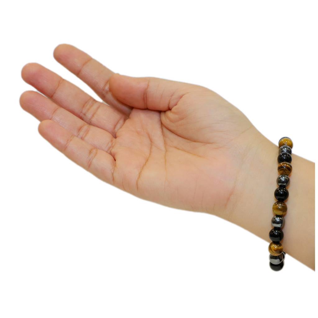 Black Obsidian, Tiger Eye And Hematite Healing Gemstone Bracelet : BLACKOBSIDIAN-TIGEREYE-HEMATITE-BRACELET
