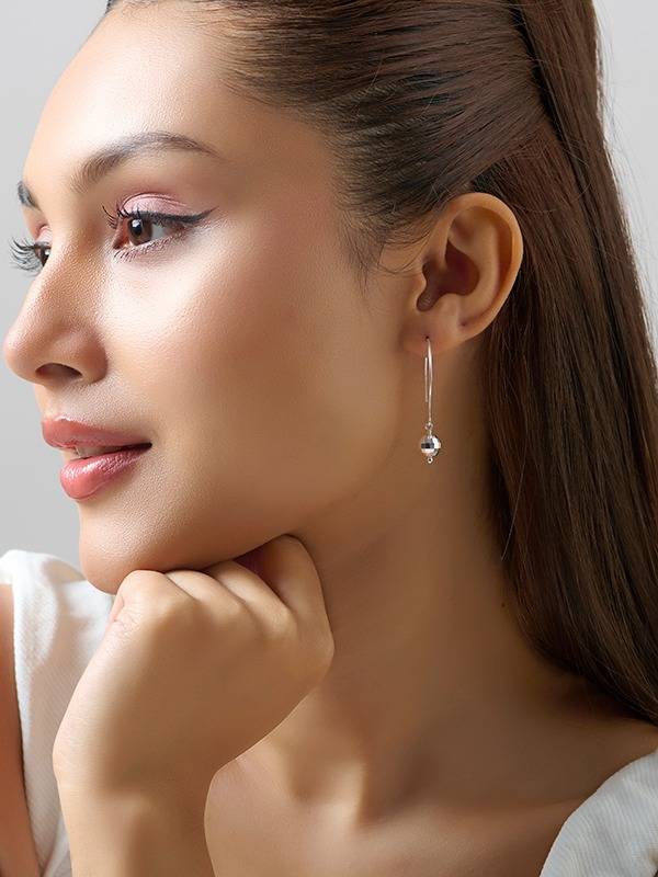 Threader Wire Hammered Mirror Ball Disco Ball Drop Dangle Earring For Women : ER185505DC
