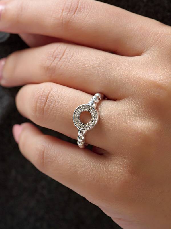 Pave Cz Caviar Bead Eternity Ring : FR111459S8NA18SL